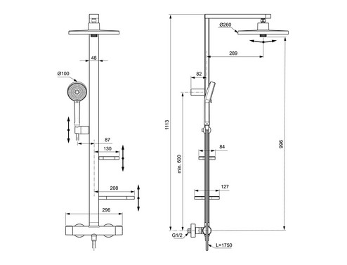 Душ система Ideal Standard Ceratherm ALU+ с термостатен смесител за душ BD583RO